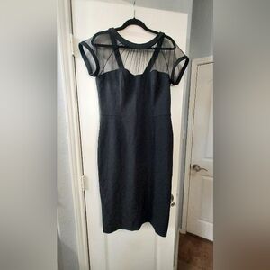 MAGGY LONDON Elegant Black Mesh Dress
